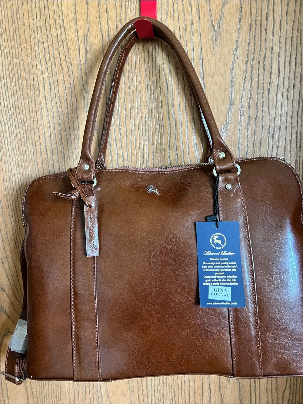 Ashwood Leather Gina bag tote cognac brown NWT